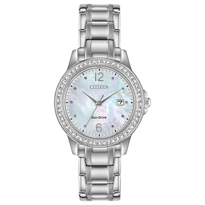 Citizen woman Eco Drive Crystal Accent Watch with Mother of Pearl Di WatchDeals